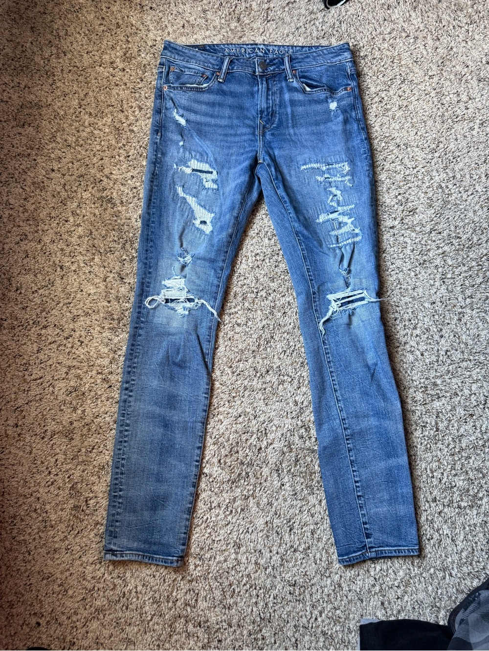 American Eagle Outfitters Distressed Blue Skinny Jeans